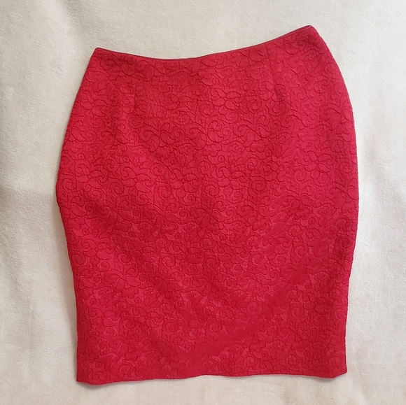 Like NEW Maggy London 2 Piece Primary Red Matelassé Skirt Suit Sz 6 - Picture 11 of 15